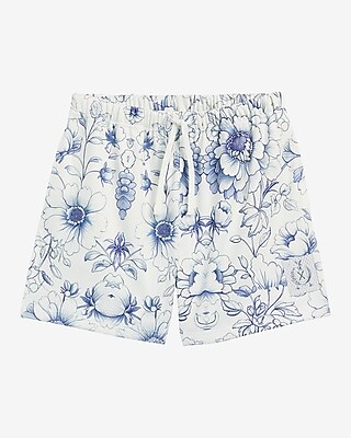 Floral Mesh Drawstring Elastic Waist Shorts