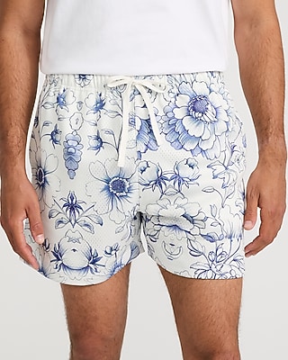 Floral Mesh Drawstring Elastic Waist Shorts