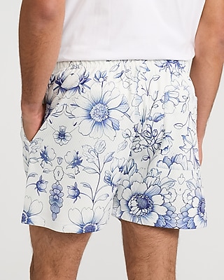 Floral Mesh Drawstring Elastic Waist Shorts