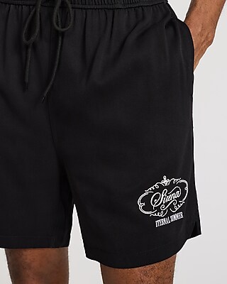Eternal Summer Drawstring Elastic Waist Black Shorts