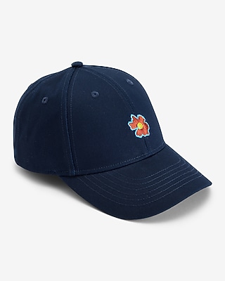 Navy Floral Embroidered \'M\' Baseball Cap Flower-adorned Curved Brim Baseball Cap in Navy Blue – Hand  main image 4