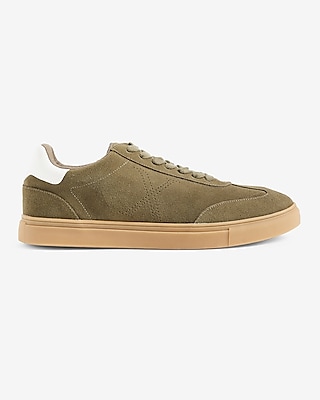 Suede and Textile Sneakers - Olive Green