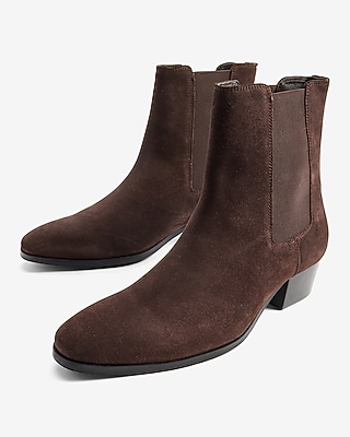 Genuine Suede Heeled Chelsea Boots