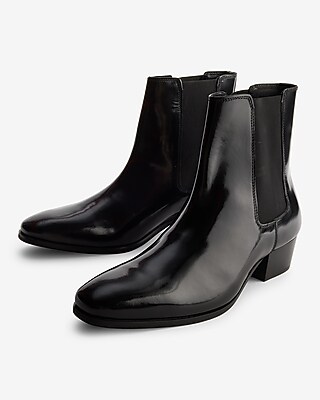 Express Black Leather Men\'s Chelsea Boots Black Genuine Leather Chelsea Boots | Express main image 4