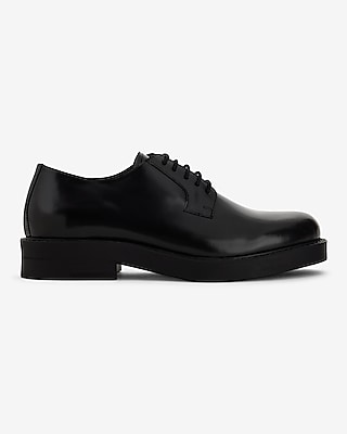 Black Genuine Leather Chunky Dress Shoe