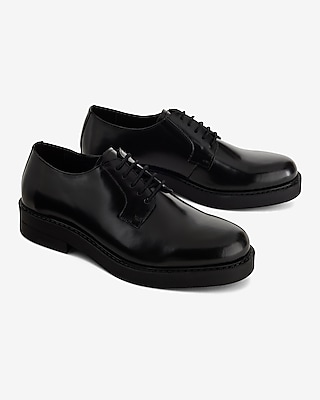 Black Genuine Leather Chunky Dress Shoe