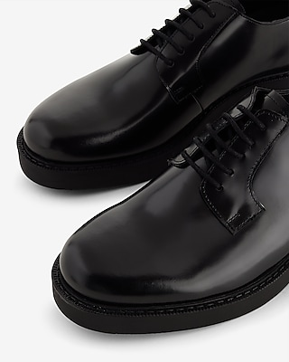 Black Genuine Leather Chunky Dress Shoe