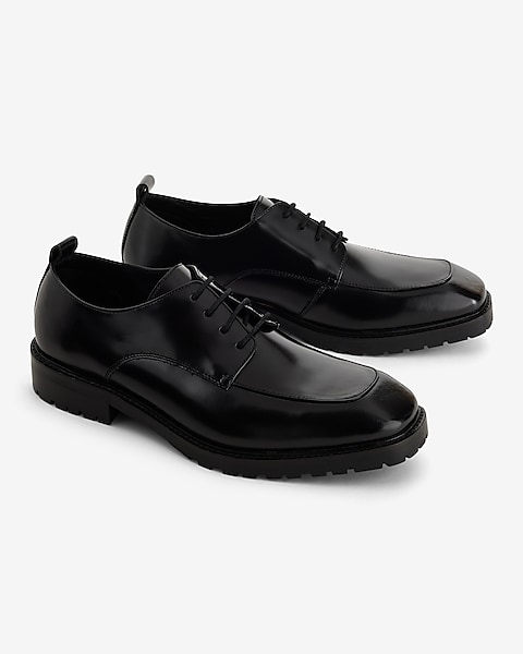 Black Genuine Leather Moc-toe Dress Shoe | Express Black Genuine Leather Moc-toe Dress Shoe | Express