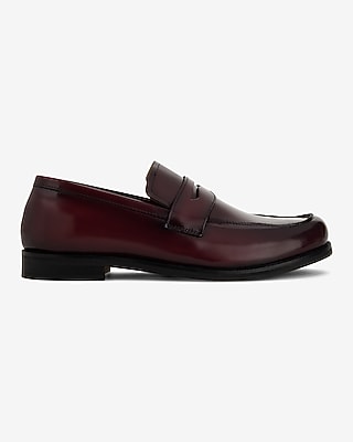 Express Men\'s Burgundy Genuine Leather Penny Loafers Prada Mens Cordovan Penny Loafers Red Bordeaux Brushed  main image 2
