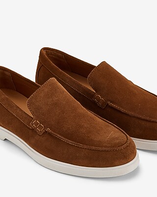 Brown Suede Slip On Everyday Performance Hybrid Loafers | Express