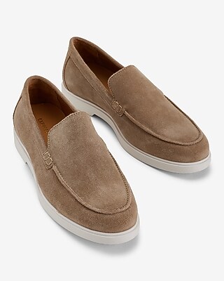 Tan Suede Slip On Everyday Performance Hybrid Loafers | Express