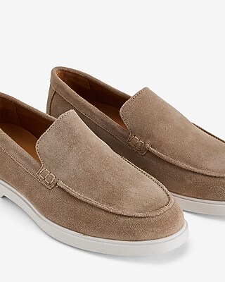 Tan Suede Slip On Everyday Performance Hybrid Loafers | Express display picture 1