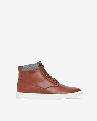 high top faux leather sneakers