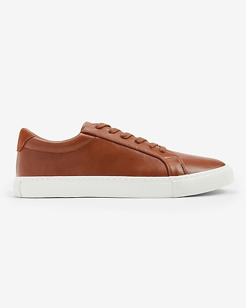 Brown Faux Leather Sneakers Express