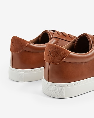 Brown Faux Leather Sneakers