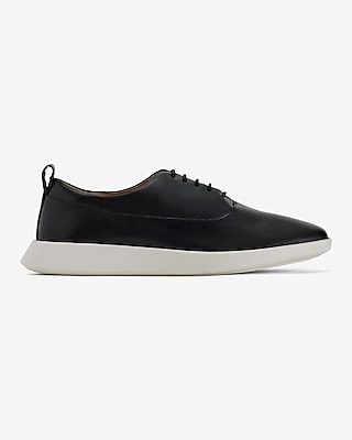 Black Leather Lace Up Everyday Performance Hybrid Sneakers