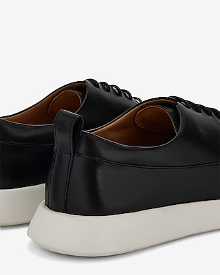 Black Leather Lace Up Everyday Performance Hybrid Sneakers