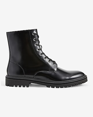 Black leather combat clearance boots