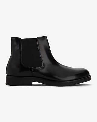 Express Men\'s Black Leather Chelsea Ankle Boots Genuine Leather Chelsea Boot | Express main image 2