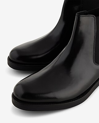 Express Men\'s Black Leather Chelsea Ankle Boots Genuine Leather Chelsea Boot | Express main image 3