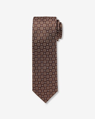 Classic Brown Floral Geo Tie