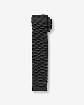 Narrow Black Textured Knit Tie