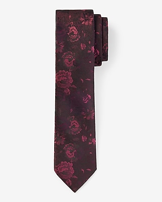 Burgundy Floral Print Tie