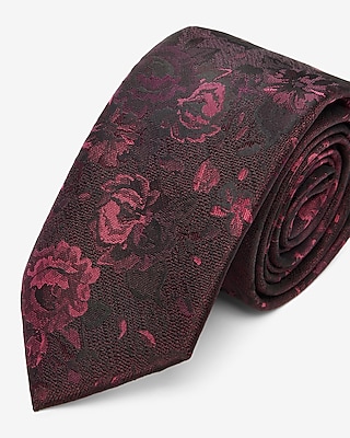 Burgundy Floral Print Tie