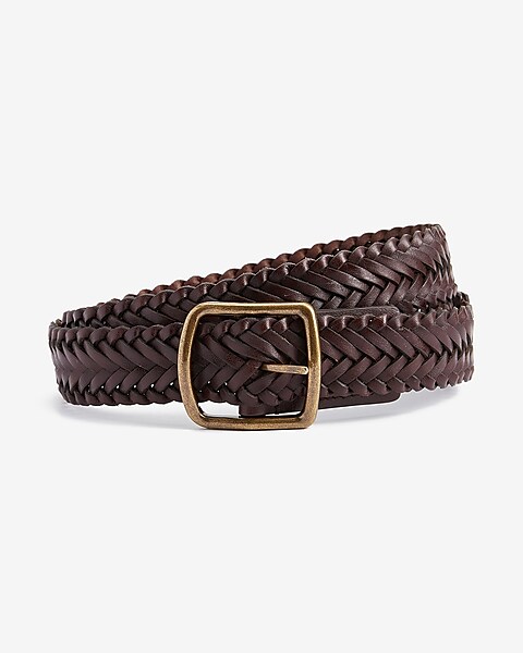 Braided Leather Belt Cognac Brown