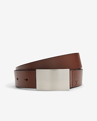 Express Leather belt size small Cognac Genuine Leather Slim Buckle Belt | Express main image 3