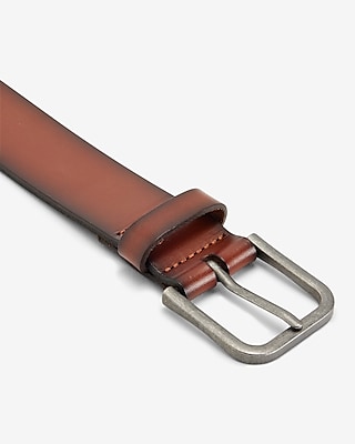 Burnished Brown Genuine Leather Prong Buckle Belt