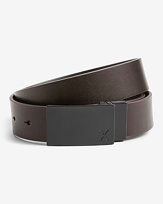 Check and Leather Reversible Belt in Charcoal/silver - Men