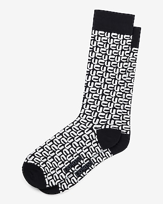 Black Geo Print Dress Socks