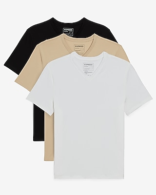 3 Pack Solid Slim Stretch V-Neck T-Shirts