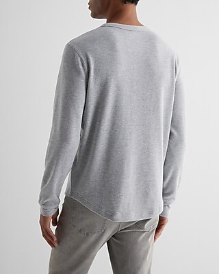 Waffle Knit Long Sleeve Crew Neck T-Shirt