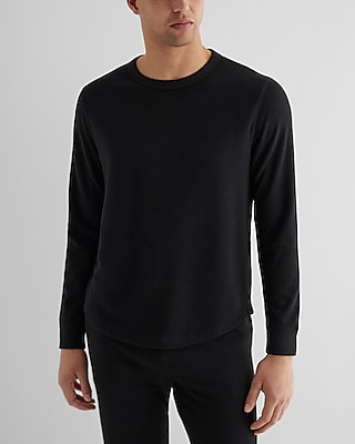 Waffle Knit Long Sleeve Crew Neck T-shirt