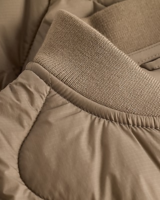 Gray Quilted Bomber Jacket