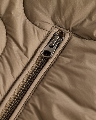 Gray Quilted Bomber Jacket