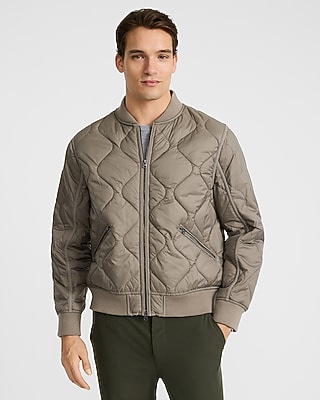 Gray Quilted Bomber Jacket