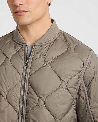 Gray Quilted Bomber Jacket