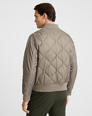 Gray Quilted Bomber Jacket