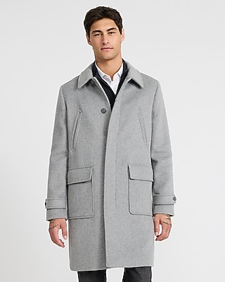 Heather Gray Wool-Blend Carcoat