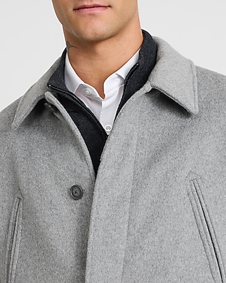 Heather Gray Wool-Blend Carcoat