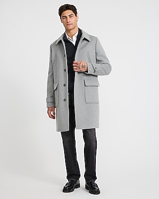Heather Gray Wool-Blend Carcoat