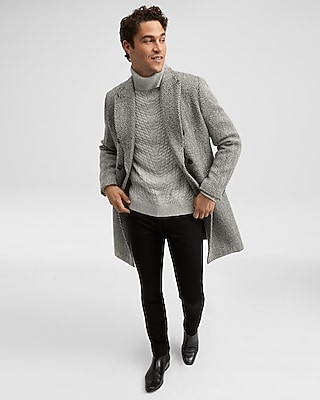 Black & White Wool Herringbone Topcoat