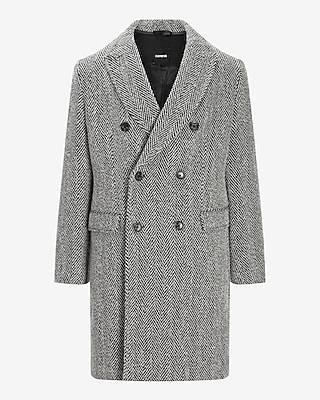 Black & White Wool Herringbone Topcoat