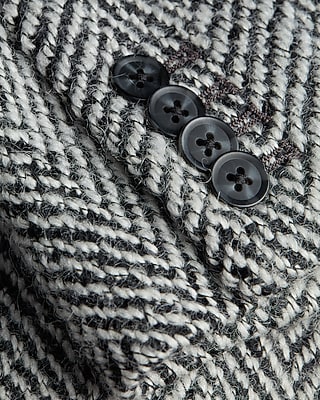 Black & White Wool Herringbone Topcoat