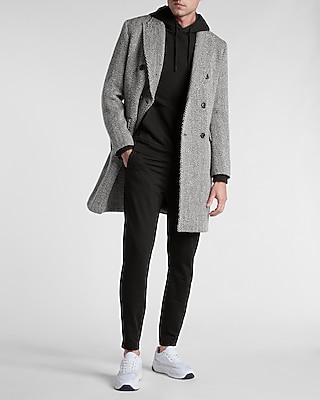 Black & White Wool Herringbone Topcoat