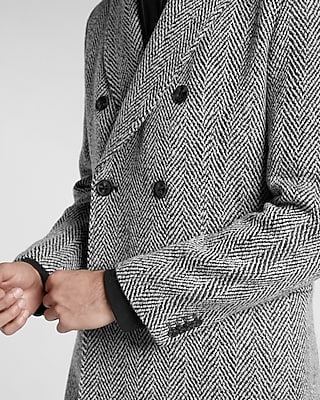 Black & White Wool Herringbone Topcoat