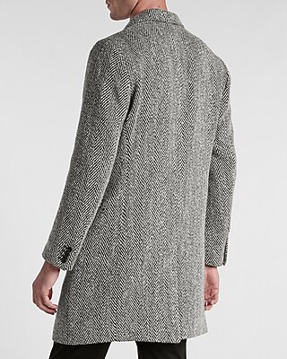 Black & White Wool Herringbone Topcoat